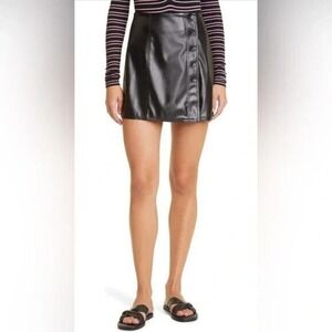 NWT Atm Anthony Thomas Melillo Faux Leather Wrap Mini Skirt Women Black Size 6